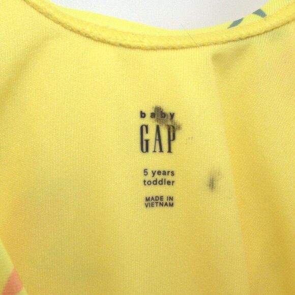 GAPFactory Bright Yellow One Piece Flutter Swimsuit Floral Parrot Print Size 5T - Picture 5 of 8